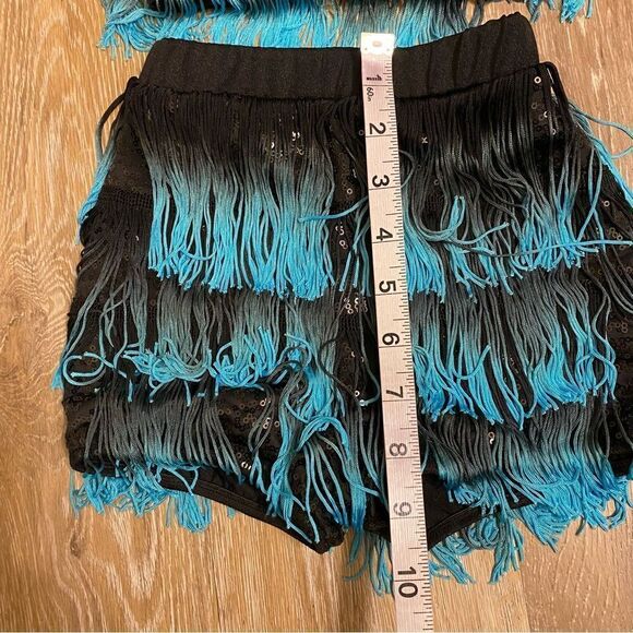 Costume Gallery dance 2 piece blue turquoise fringe tip skirt 20653 child SC - Picture 8 of 10